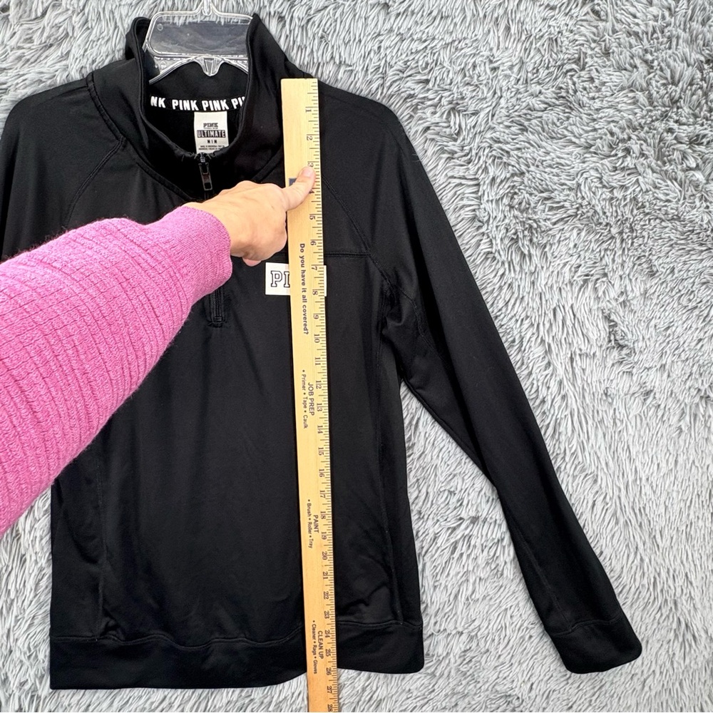 PINK Victorias Secret Pullover Womens Medium Quarter Zip Ultimate Black Mock - Picture 4 of 7